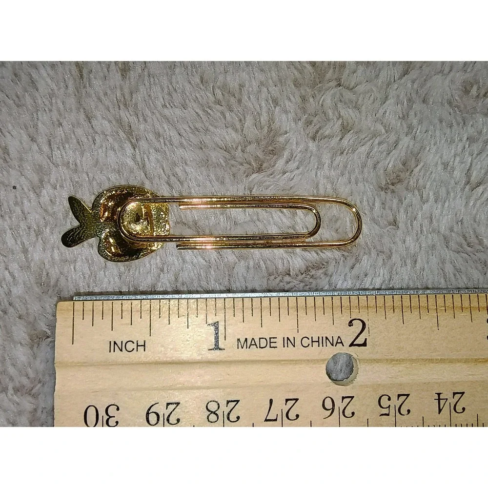 Vintage Gold Tone Apple‎ Paperclip Bookmark Novelty Teacher Gift Stationery